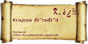 Krajcsa Árpád névjegykártya